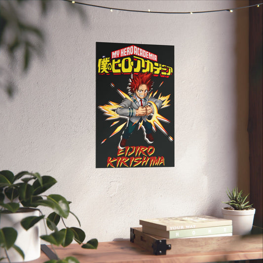 Eijiro Kirishima Vertical Matte Poster | Anime-Inspired Wall Art | Red Riot Room Decor