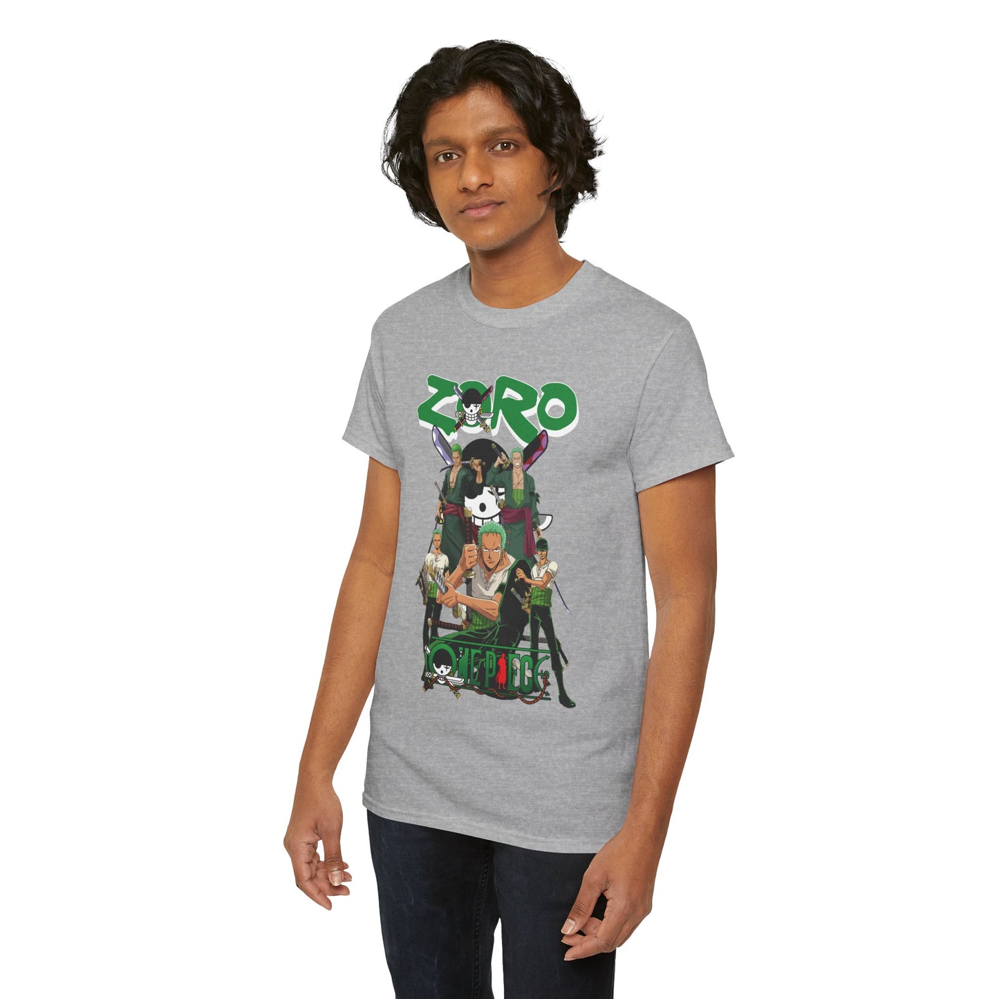 Zoro Unisex Heavy Cotton T-Shirt | One Piece Swordsman Anime Streetwear Tee