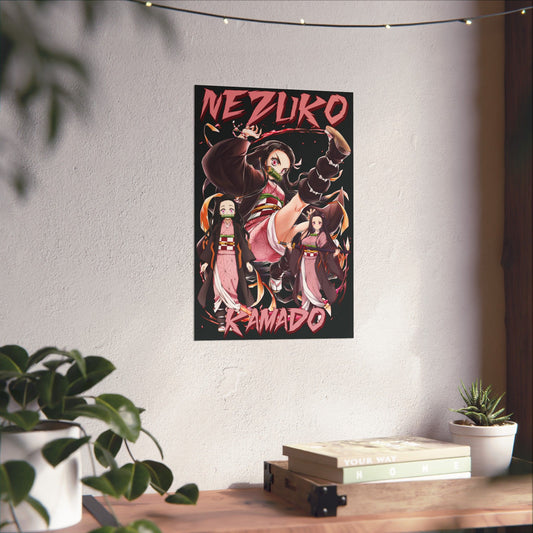 Nezuko Kamado Anime Poster | Demon Slayer Matte Wall Art | Manga Otaku Decor